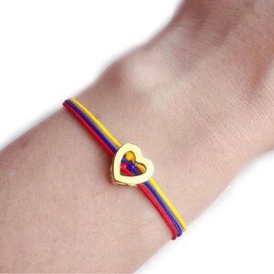 NEW 18K Gold Plated Real Drawstring Closure Heart Bracelet